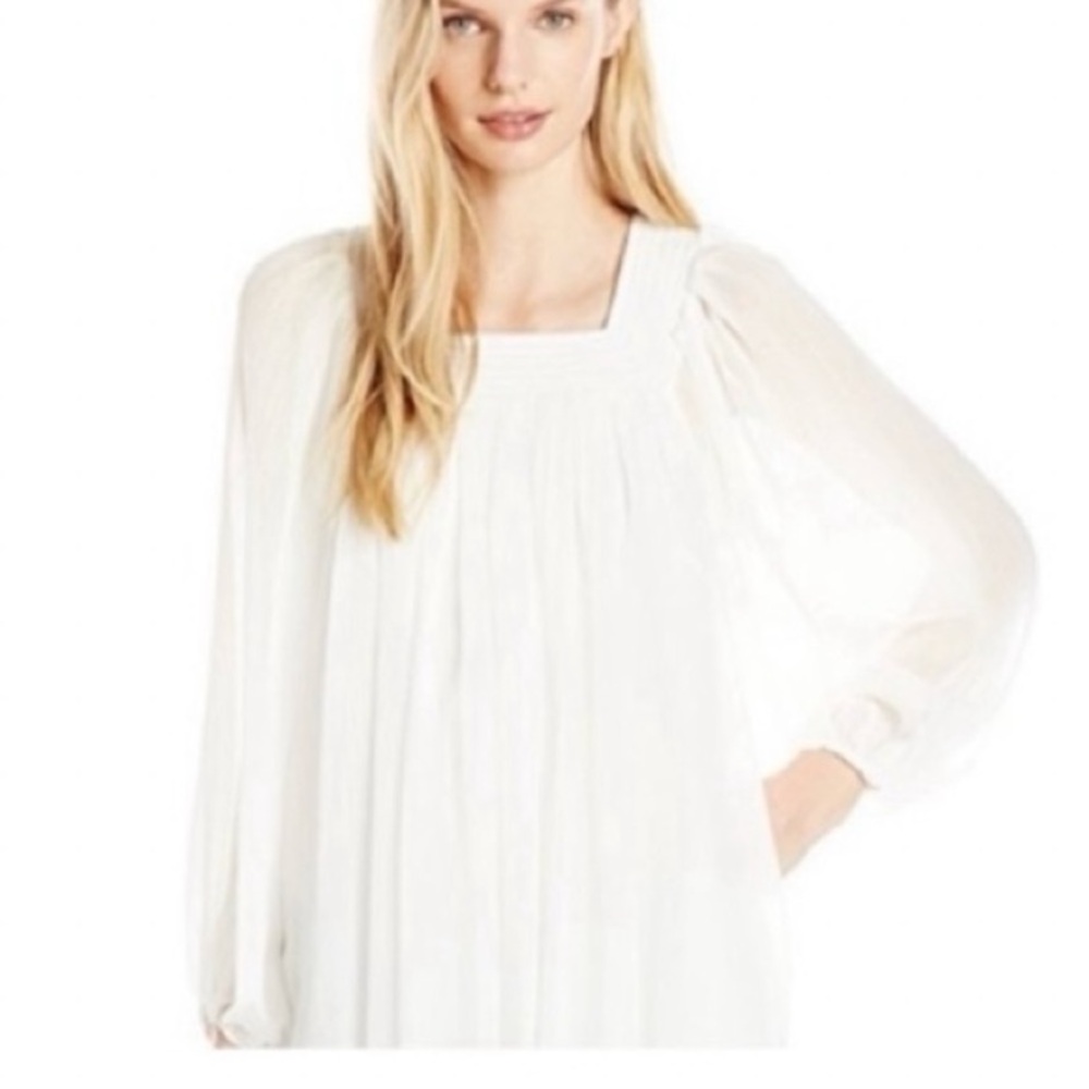 🍒Adrianna Papell Blouse Crinkled Chiffon Pleated Blouse - White - Size 4 - NWT